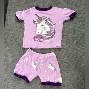 Purple Short Sleeved Unicorn PJ Set